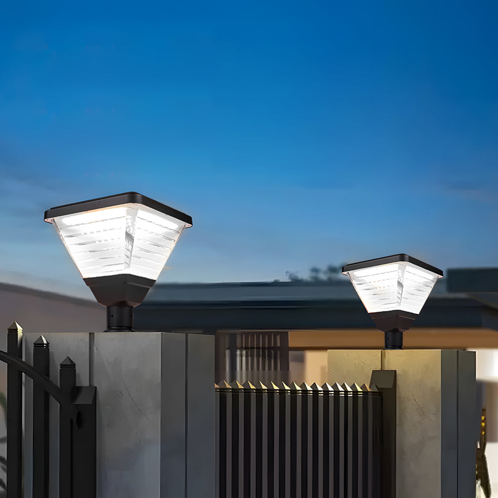 17.9-Inch Black Square Solar LED Outdoor Pier Mount Light by Taavita