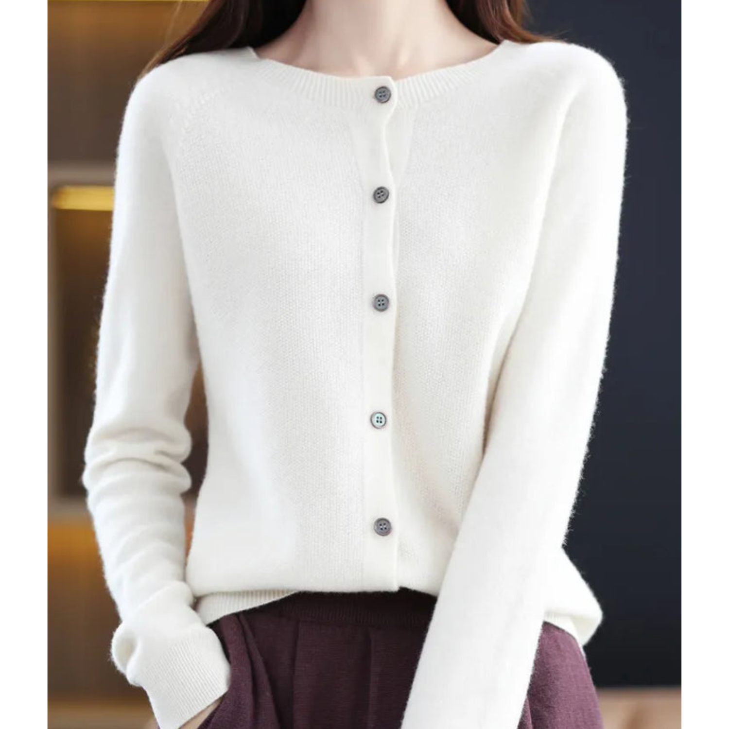 Women's Button-Front Knit Cardigan | Soft Plush Knit & Long Sleeves | Versatile Layering | Comfortable Fit