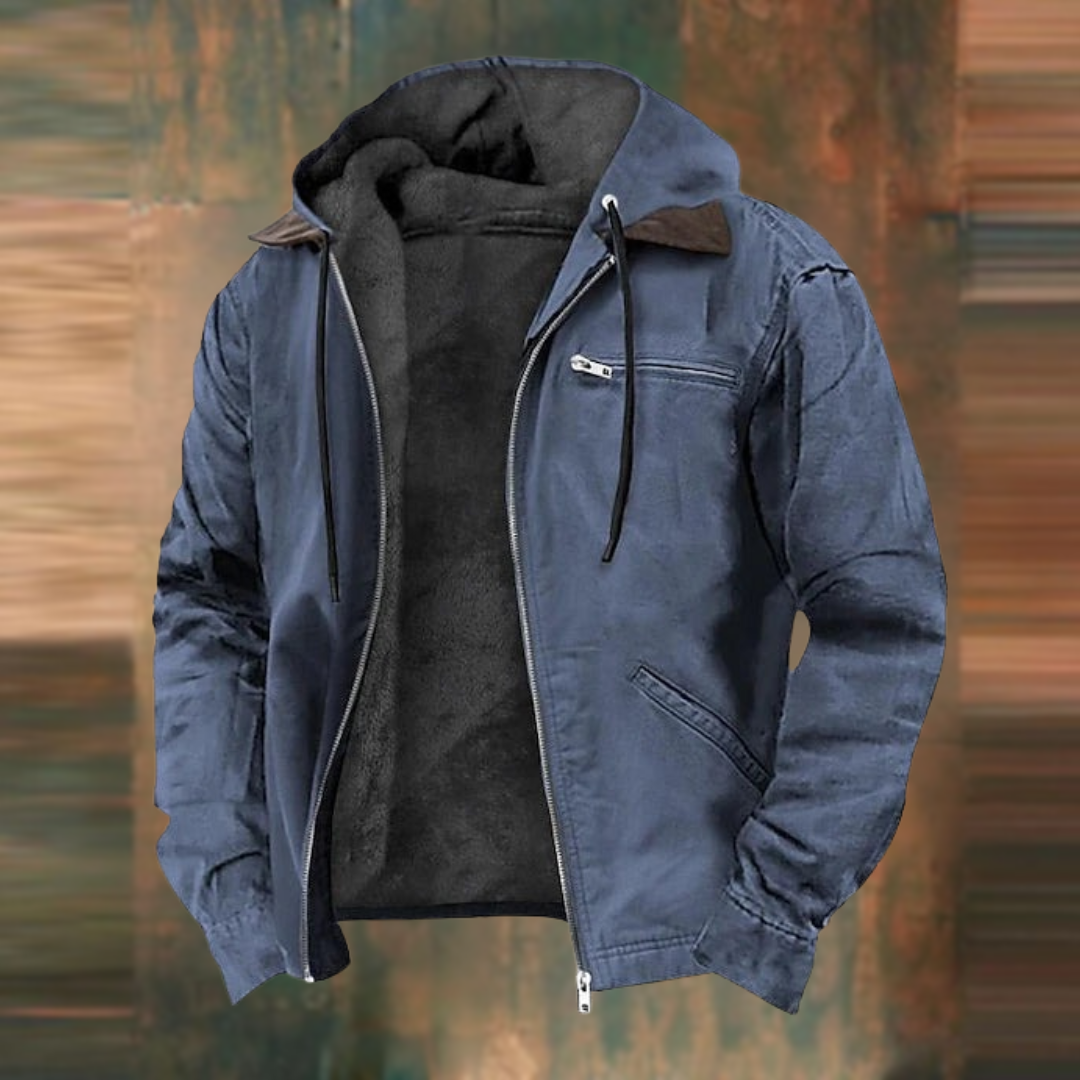 Men's Hooded Jacket | Slim Fit with Fleece Lining | Weather-Resistant Material | Lightweight Warmth