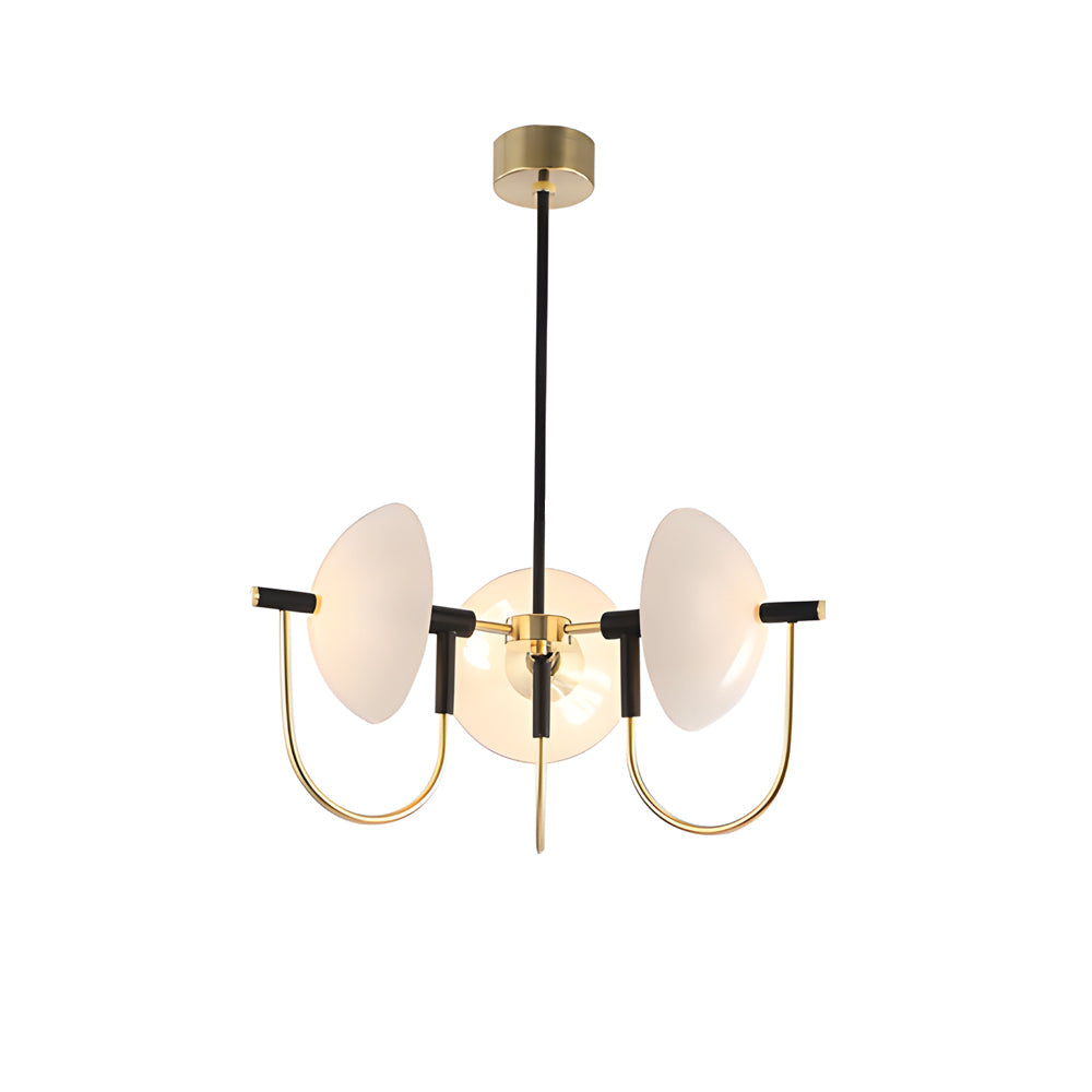 1/3/6 Light Heads Semicircular Opal Glass Dome Chandelier Aperture Pendant Light Hanging Ceiling Lighting
