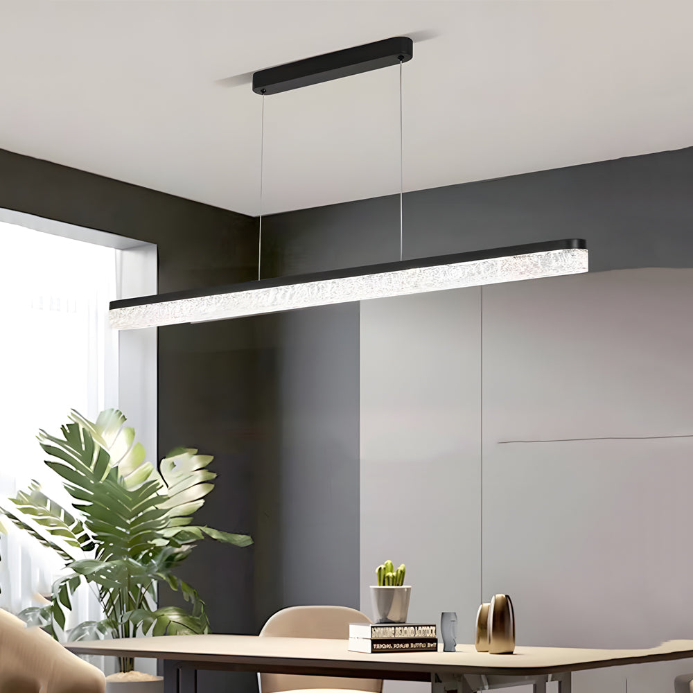 47.24-In Ice Cracks Resin LED Dimmable Black Linear Pendant Light - Dazuma