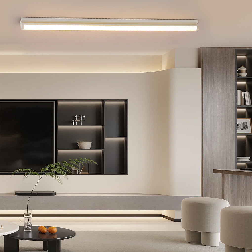 24'' 30'' Rectangular LED Modern Flush Mount Lighting White Black Ceiling Lights - Dazuma