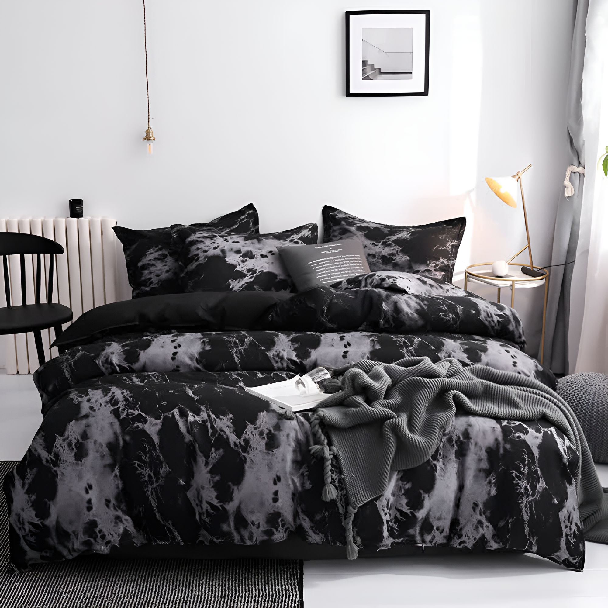 Taavita Black Marble Quilt Cover Sets | 3pcs Elegant Duvet Collection