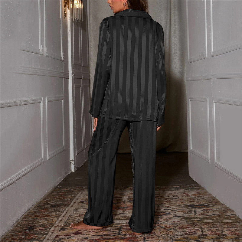 Women's Satin Pajama Set | Button-Front & Chest Pocket | Elastic Waistband | Comfortable Fit
