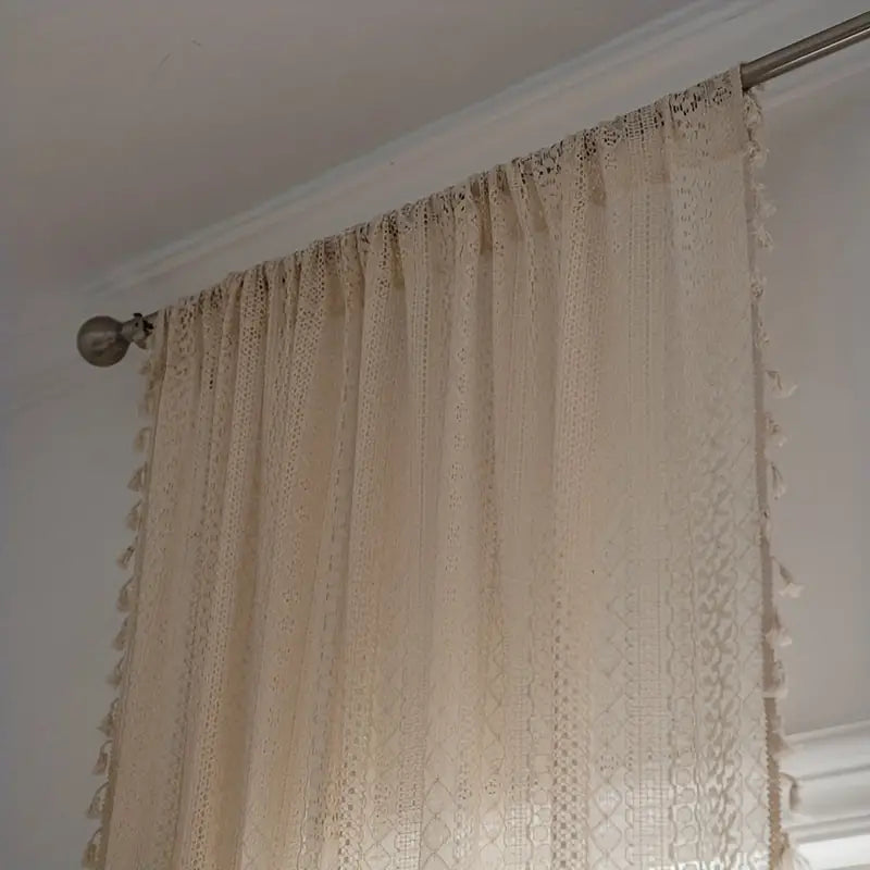 ChicWeave – Elegant Crochet Tassel Window Curtain