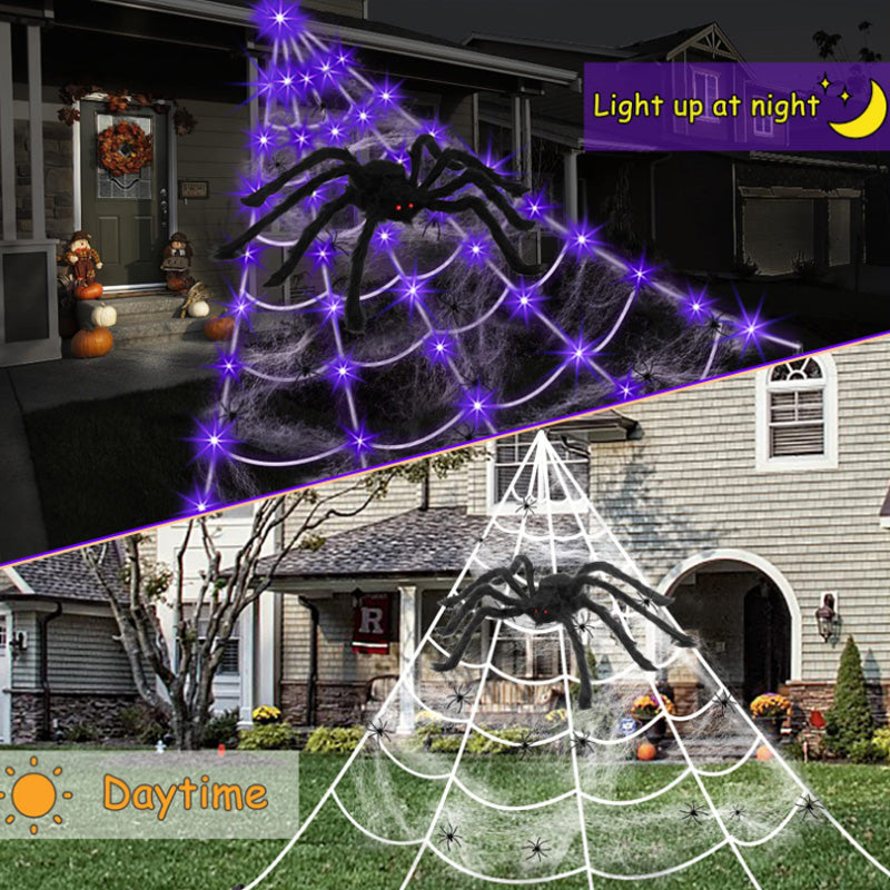 Halloween Spider Web Hanging Light with Timer for Indoor & Outdoor Decor