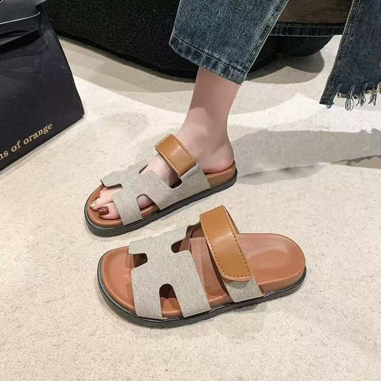 Women’s Slip-On Sandals | Dual Wide Straps with H-Cutout Design | Premium Soft Materials | Comfortable Fit