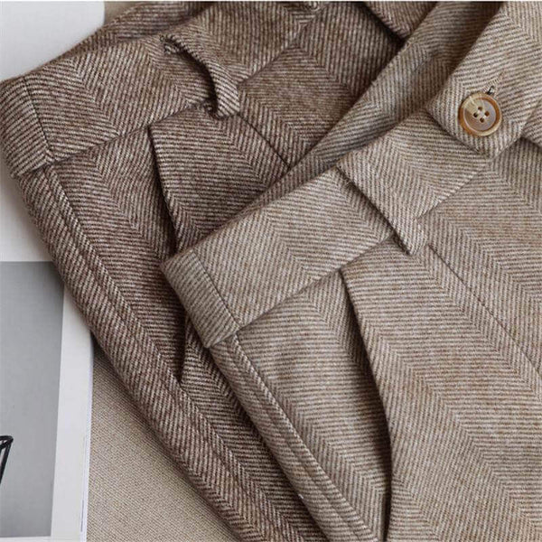 Women’s Wool Winter Pants | Tailored High-Waist Flat Front | Comfortable Figure-Flattering Fabric