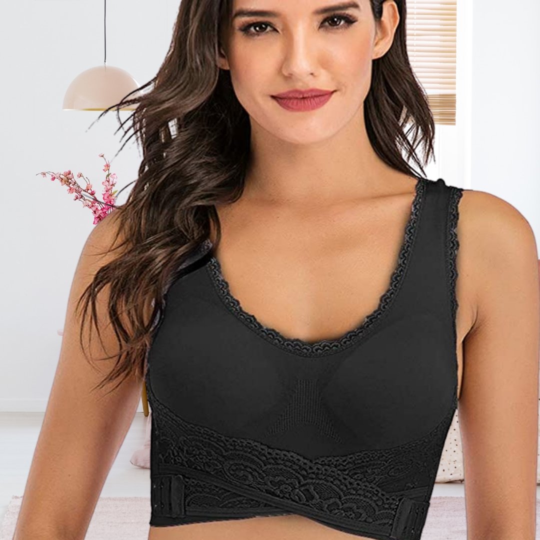 Wireless Lace Bralette | Wire-Free Support & Adjustable Crisscross Straps | Breathable Seamless Fabric | Posture Improvement & Natural Lift