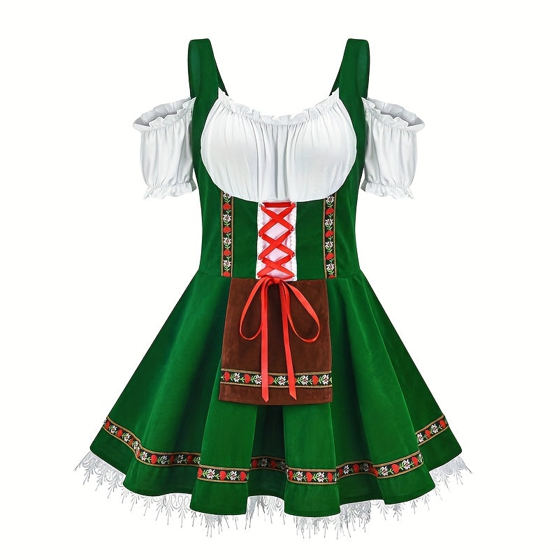 Women's Traditional Bavarian Oktoberfest Dirndl Dress with Embroidery