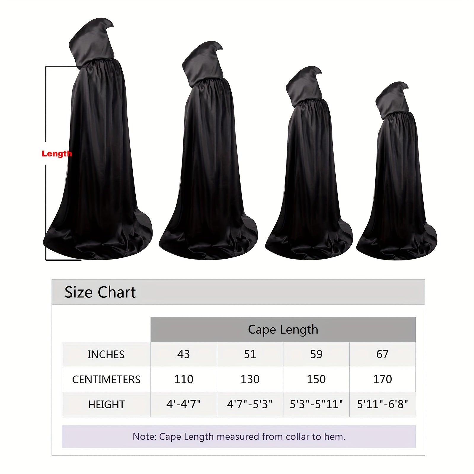 Unisex Halloween Hooded Costume Cloak Lightweight for Parties