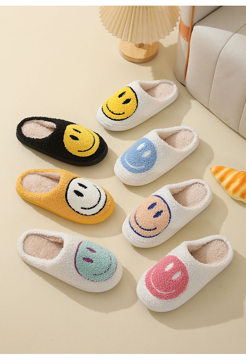 Indoor Slip-On Slippers | Plush Fleece Lining & Slip-Resistant Sole | Big Smiley Face Design | Comfortable Fit