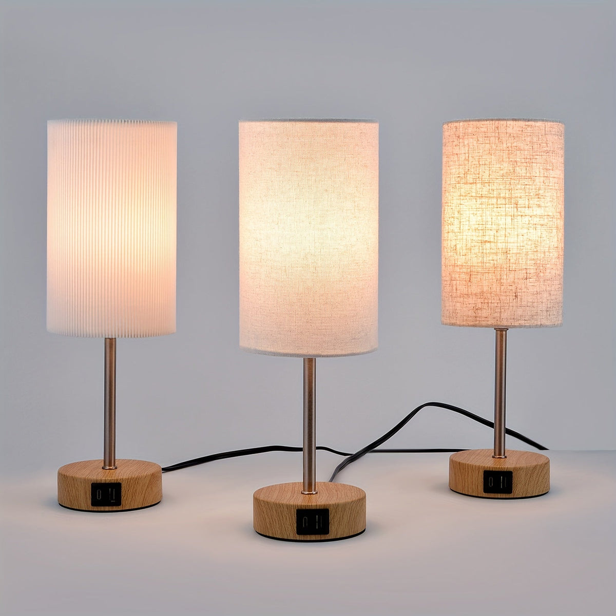 Set of 2 Touch-Controlled USB-Enabled Dimmable Table Lamps