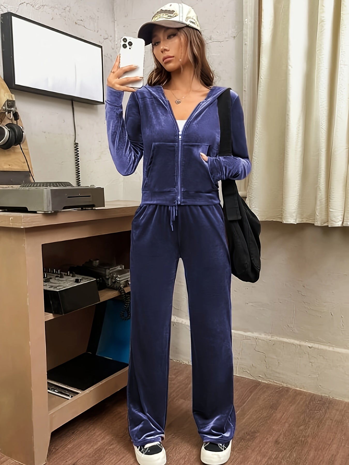 Velour Tracksuit Set | Embroidered Detail | Soft Stretch Comfort | Polyester Velour