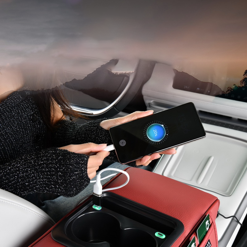 Center Console Armrest with USB Port – Storage and Cup Holder