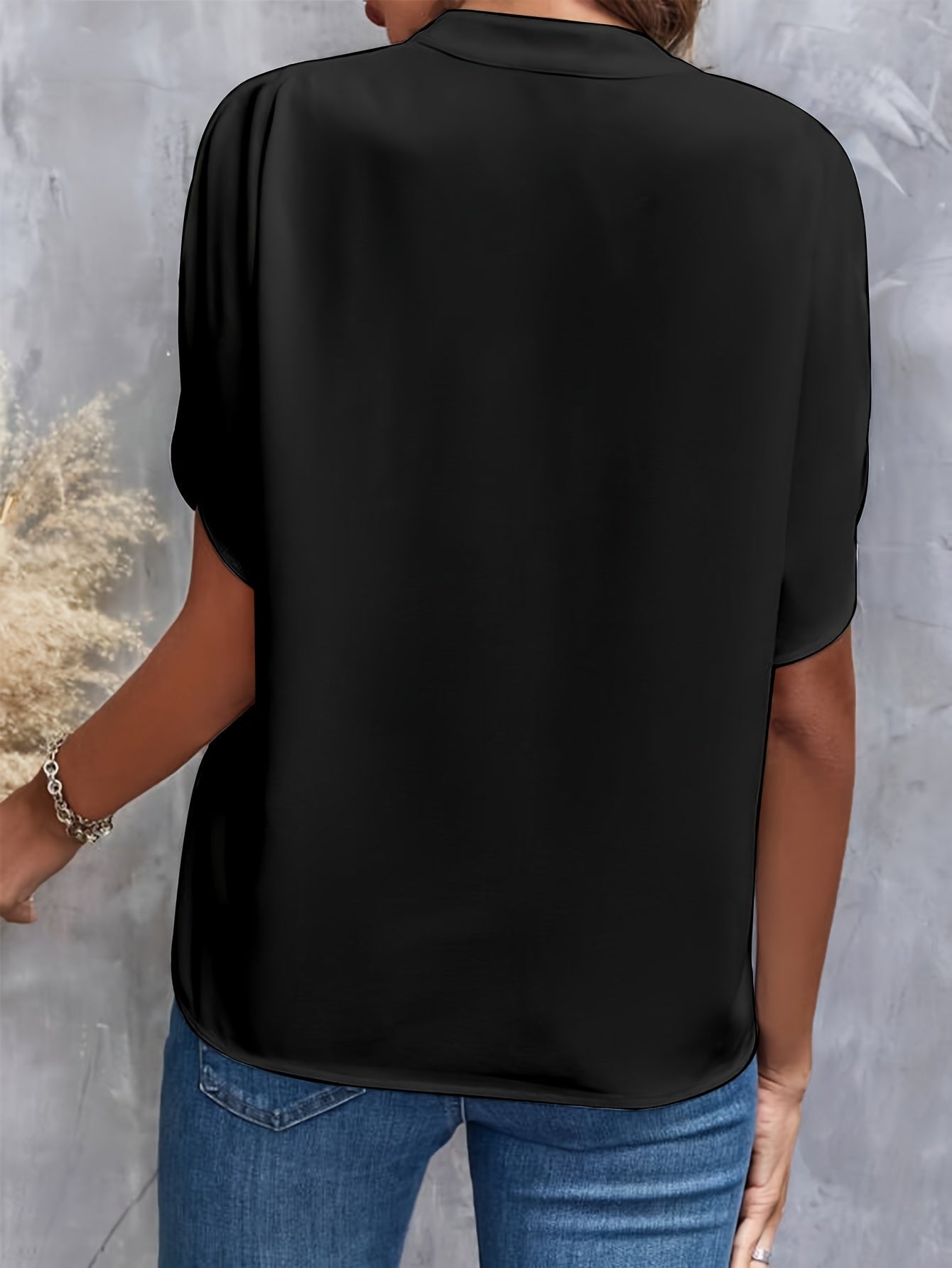 Women’s Blouse | Cotton Blend & V-Neck Design | Short Flutter Sleeves | Comfortable Fit