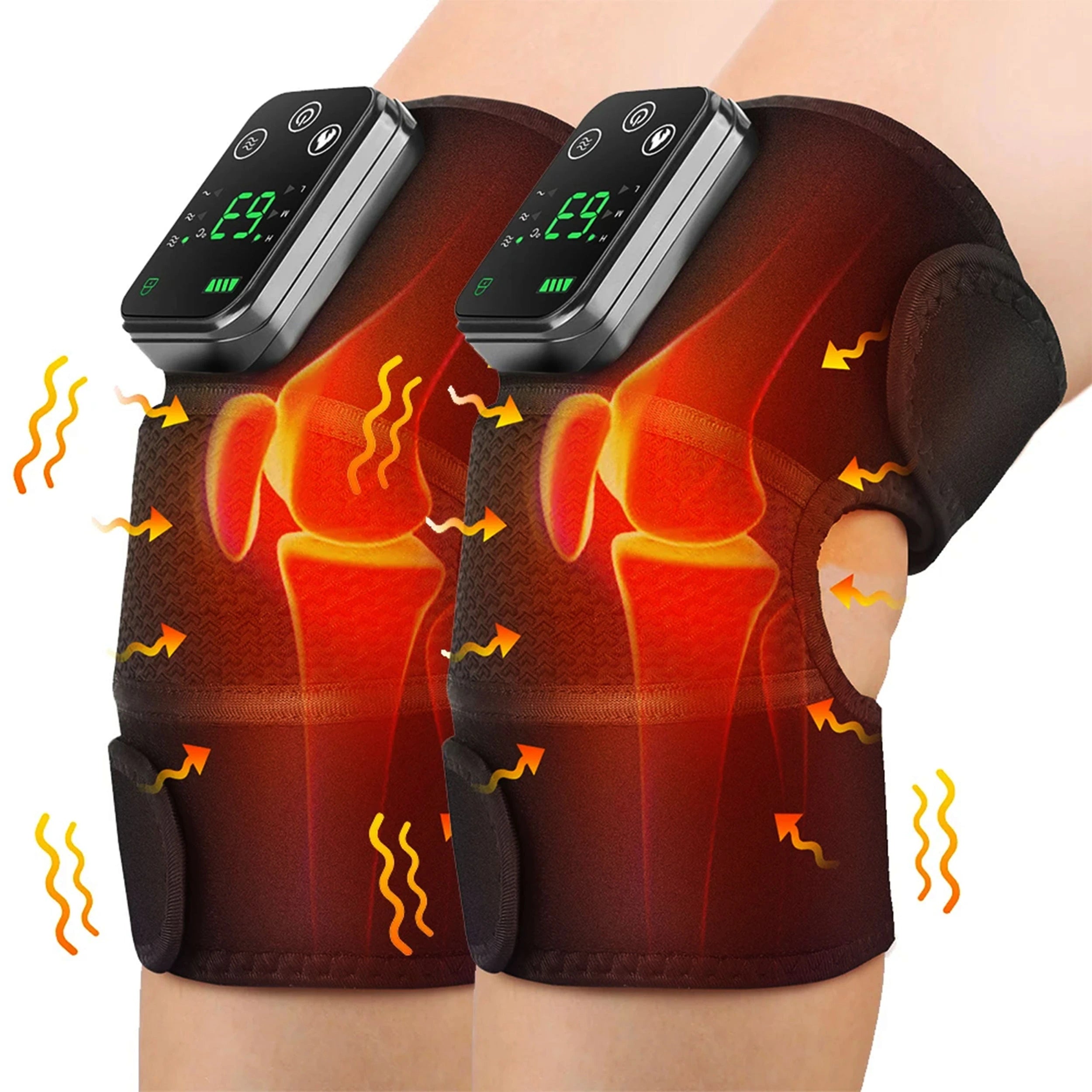 Rechargeable 3-in-1 Wireless Massager for Shoulders, Elbows & Knees with Heat and Vibration