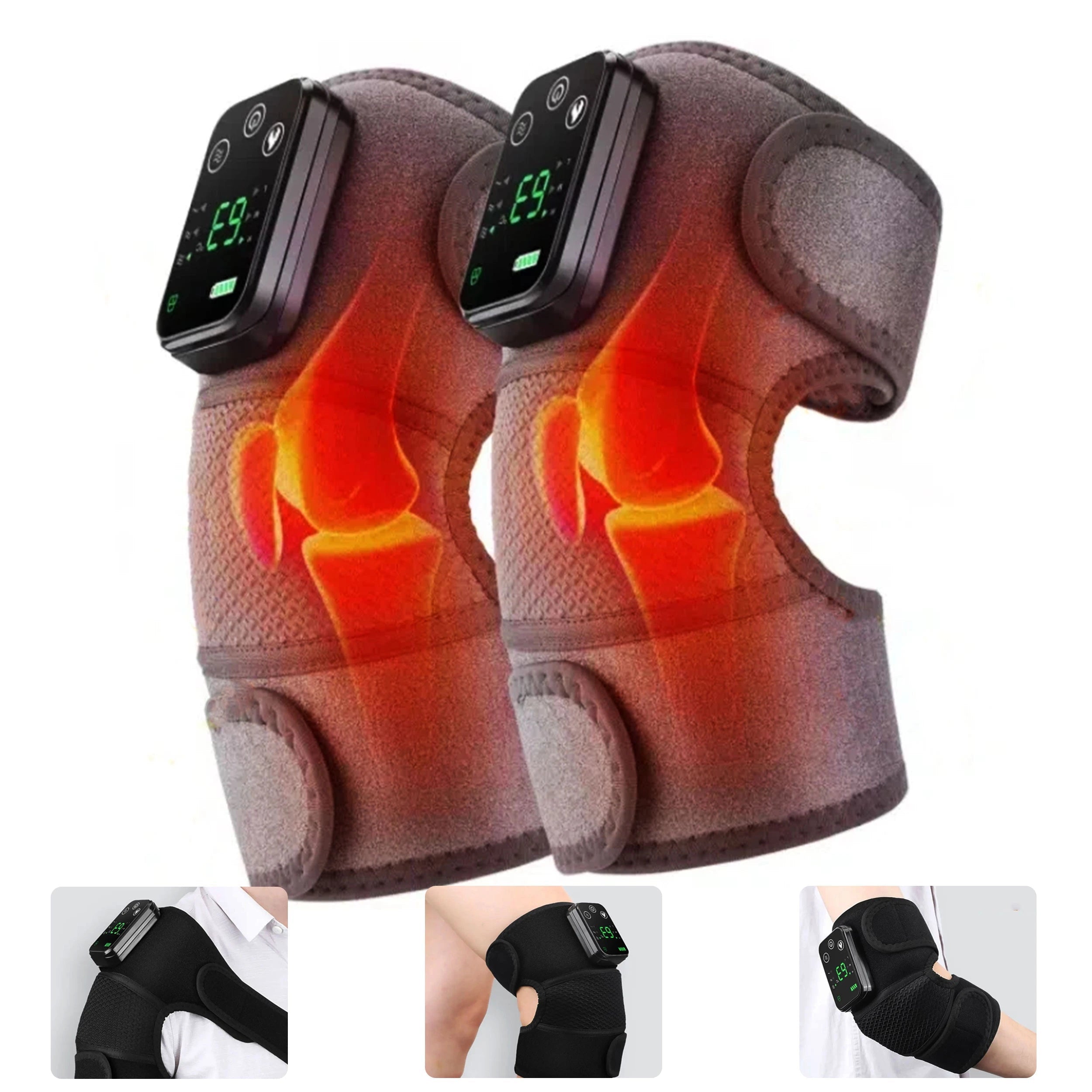 Rechargeable 3-in-1 Wireless Massager for Shoulders, Elbows & Knees with Heat and Vibration