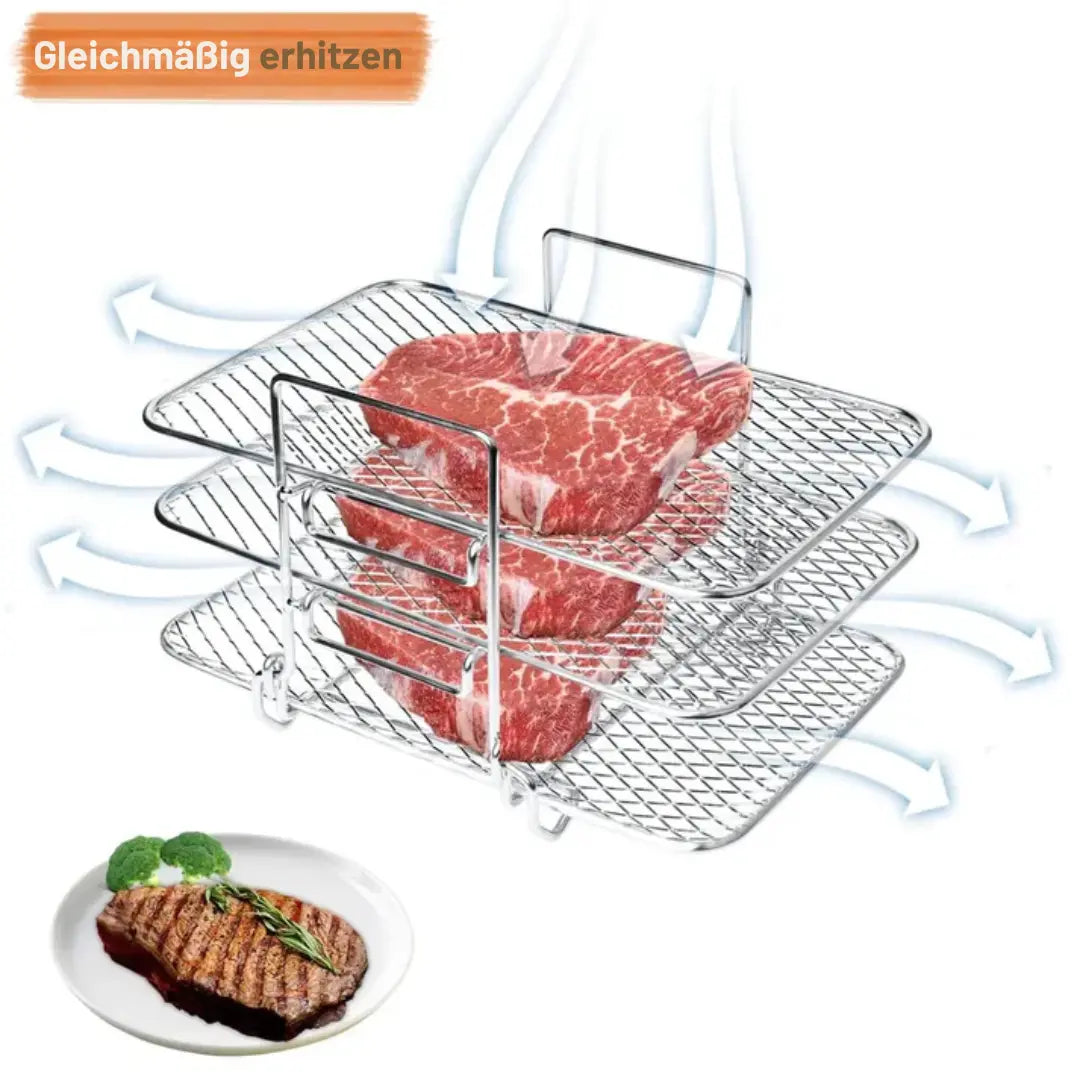 Air Fryer Insert with 3 Tiers for Uniform Cooking