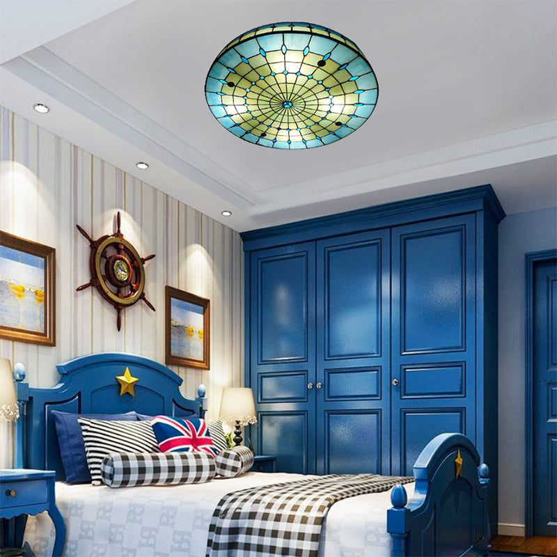 Bedroom Ceiling Lights Tiffany, Drum Flush Mount Light Fixture with Jewel Decoration Clearhalo 'Ceiling Lights' 'Close To Ceiling Lights' 'Close to ceiling' 'Flush mount' Lighting' 2996
