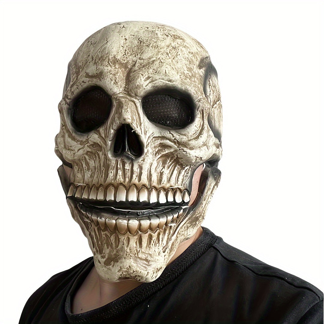 Realistic Halloween Skull Mask with Movable Jaw – Durable Latex Horror Accessory