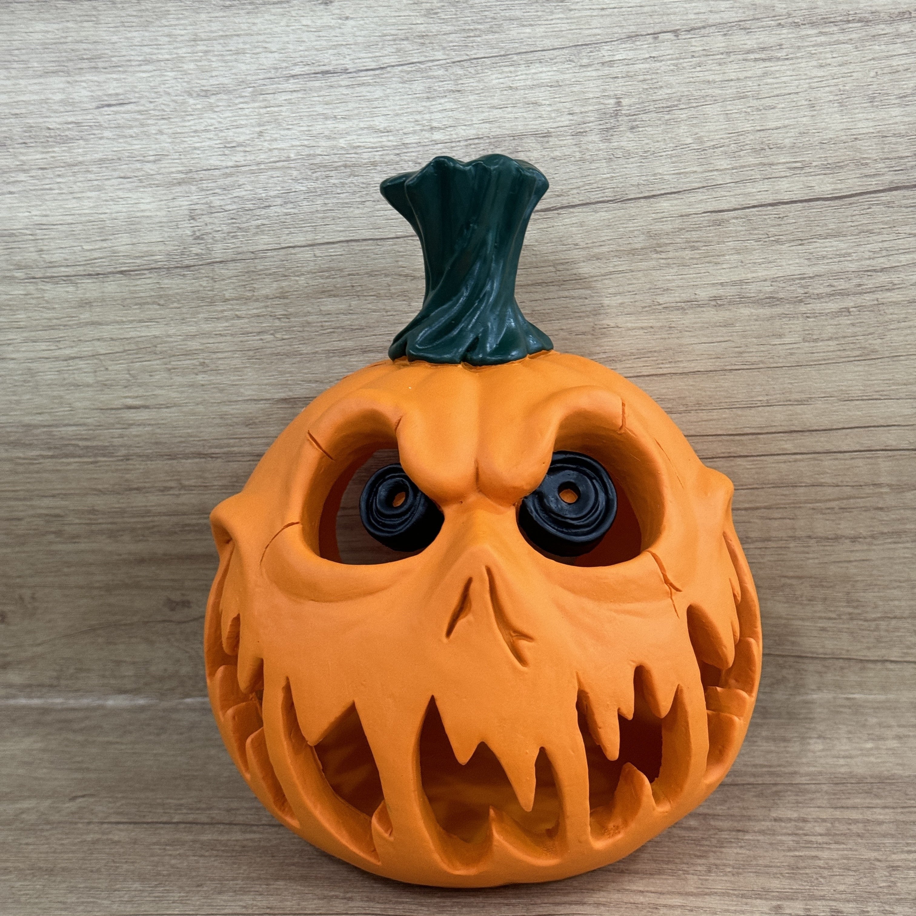 Giant Hollow Halloween Pumpkin Decoration with Carved Skull Design