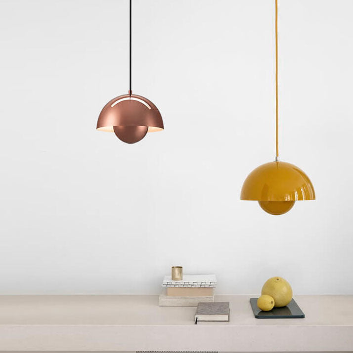 Dome Pendant Light | Nordic-Inspired Semicircle Design | Metal Construction | Adjustable Suspension Cord
