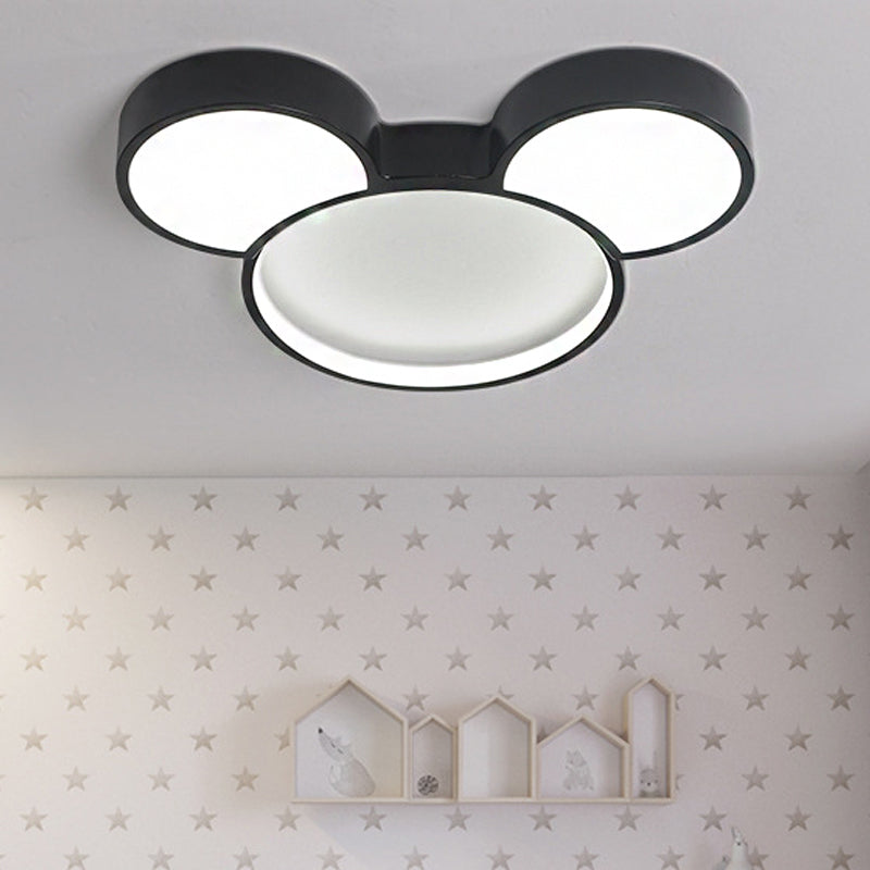 Acrylic Cartoon Mouse Ceiling Lamp Modern Simple LED Ceiling Mount Light in Black for Child Bedroom Black Minnie Clearhalo 'Ceiling Lights' 'Close To Ceiling Lights' 'Close to ceiling' 'Flush mount' Lighting' 30651