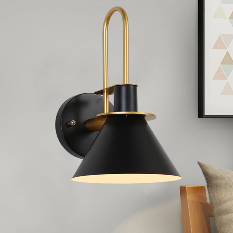1 Easy Night Wall Mount Easy Simple Taavita Wall Lamp Black/White/Green with Conical Metal Shade