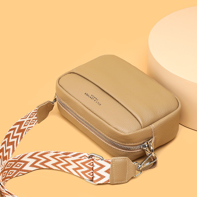 Genuine Leather Crossbody Bag | First-Layer Cowhide Leather | Three-Dimensional Outer Pocket | Comfortable Fit