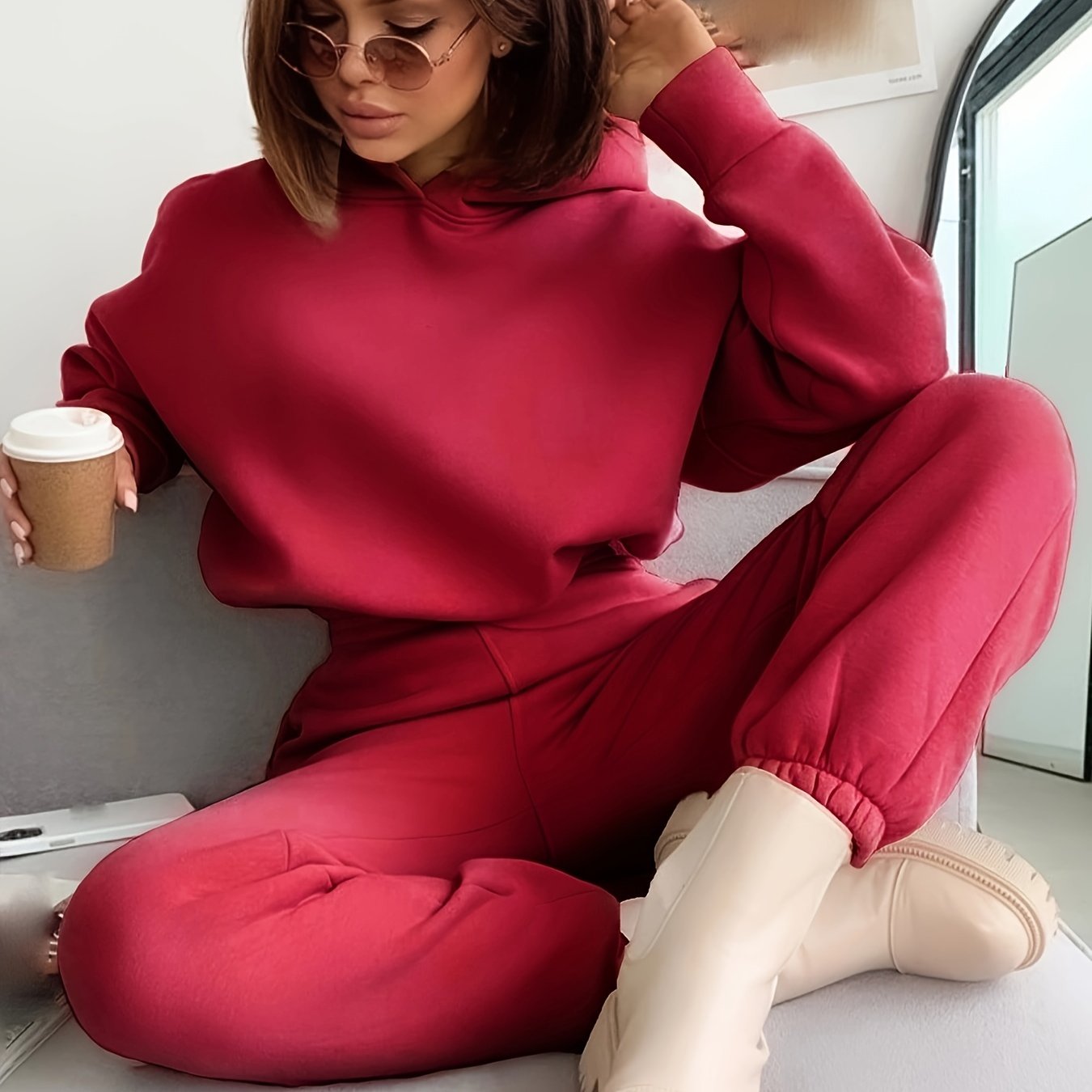 Women’s Hoodie Jogger Set | Lightweight | Cozy All-Day Comfort | Polyester