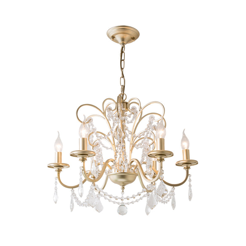 Taavita Crystal Swooping Arm Chandelier Light Countryside 3/6/8 Lights Dining Room Ceiling Lamp