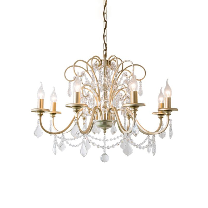 Taavita Crystal Swooping Arm Chandelier Light Countryside 3/6/8 Lights Dining Room Ceiling Lamp