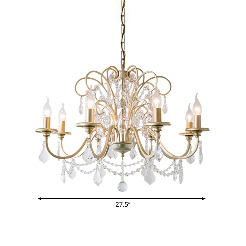 Taavita Crystal Swooping Arm Chandelier Light Countryside 3/6/8 Lights Dining Room Ceiling Lamp