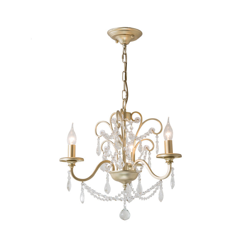 Taavita Crystal Swooping Arm Chandelier Light Countryside 3/6/8 Lights Dining Room Ceiling Lamp