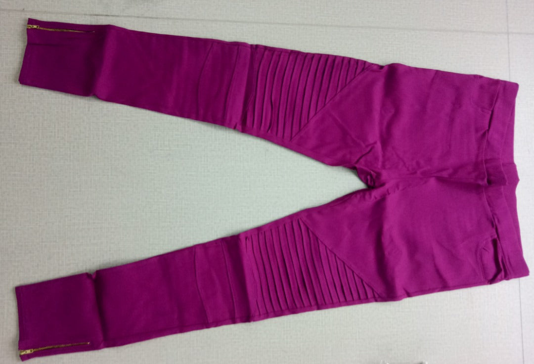 Women’s Leggings | Pleated Knee Panels & Ankle Zipper | Stretchy Fabric | Comfortable Fit