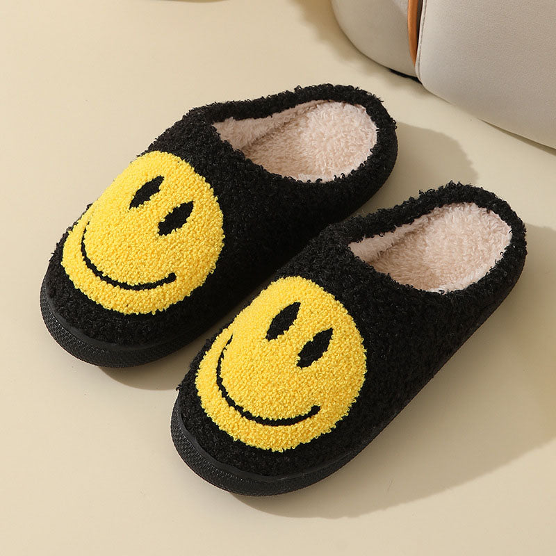 Indoor Slip-On Slippers | Plush Fleece Lining & Slip-Resistant Sole | Big Smiley Face Design | Comfortable Fit