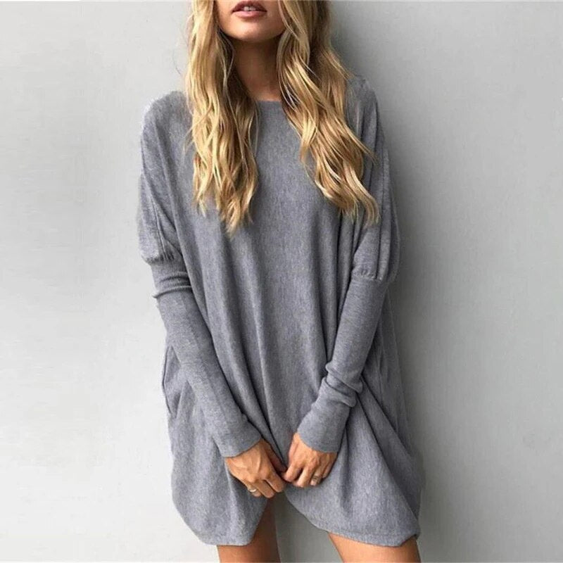 Women’s Oversized Knit Sweater Dress | Relaxed Fit & Draped Hem | Polyester Fabric | Comfortable Everyday Wear