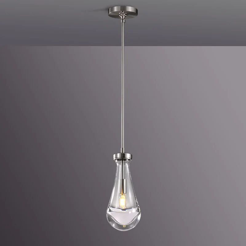 Liora — Hand-Blown Glass Raindrop Pendant Light with Warm Glow