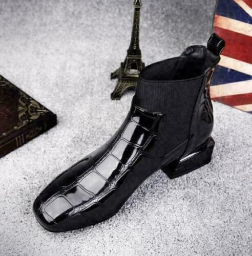Women’s Ankle Boots | Black Leather Block Heel | Non-Slip Rubber Sole | Durable Comfort