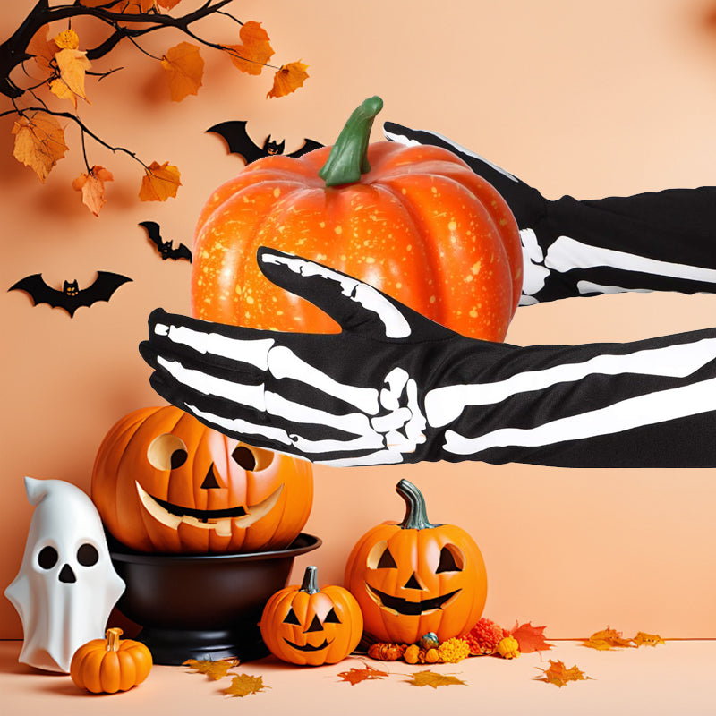 Double-Sided Skull Print Halloween Gloves β Soft, Breathable Costume Accessory