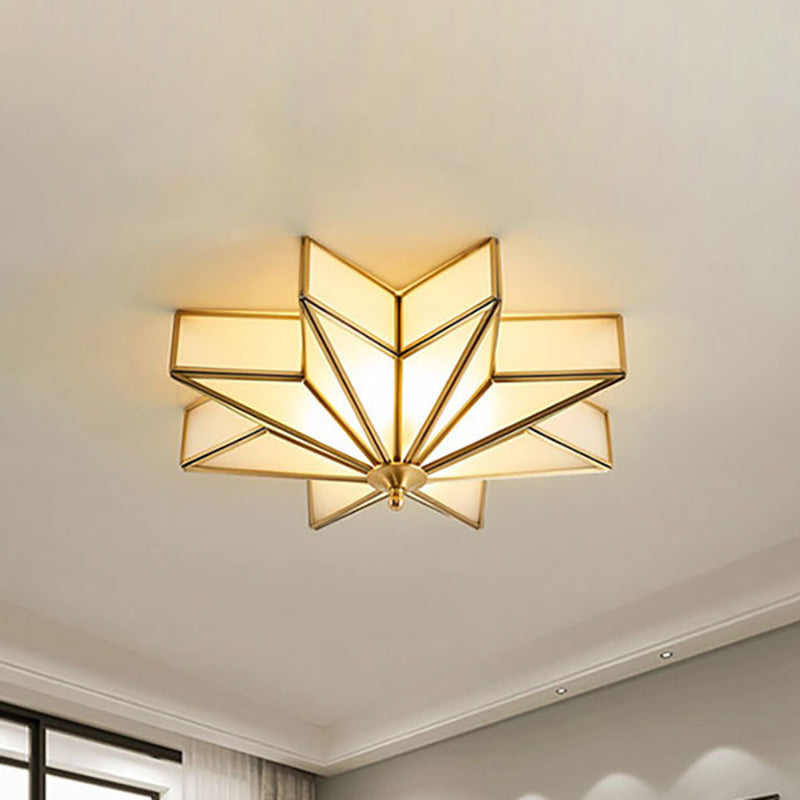 Taavita Star Flush Mount Fixture Classic Beveled Frosted Glass 4-Light Ceiling Light for Living Room Flush Mount