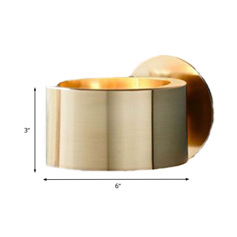 Taavita Minimalist Metal Drum Wall Mounted 1 Head Living Room Wall Light in Gold