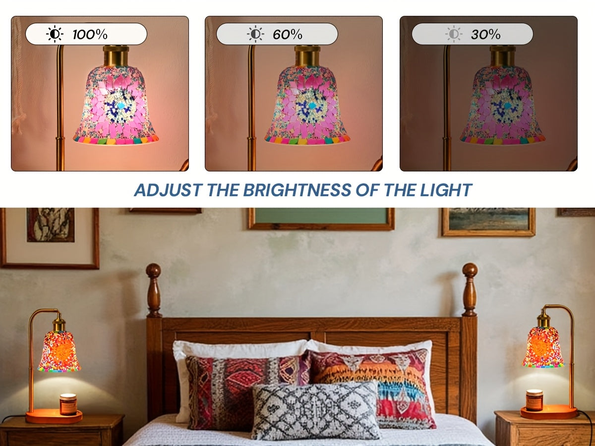 Artisan Mosaic Candlelight Lamp – Adjustable Glass Table Light