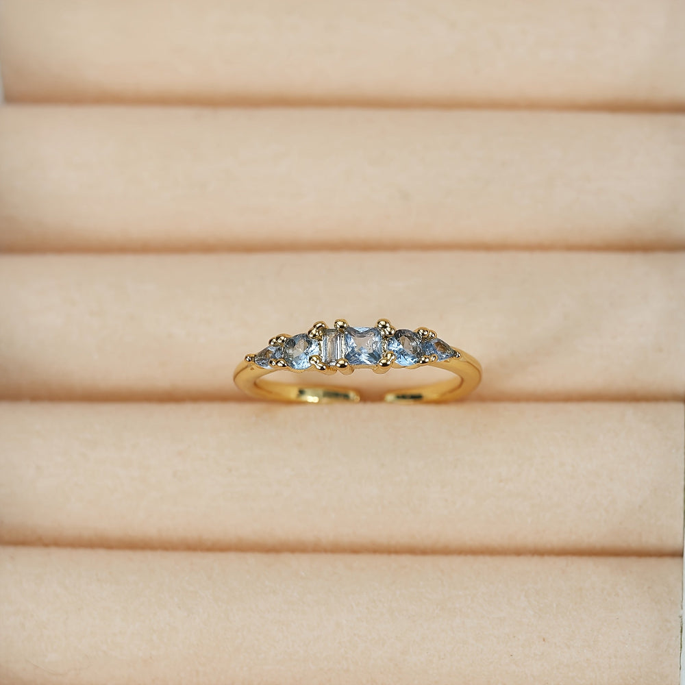Stackable Elegance: Gold Ring Set with Dazzling Stones