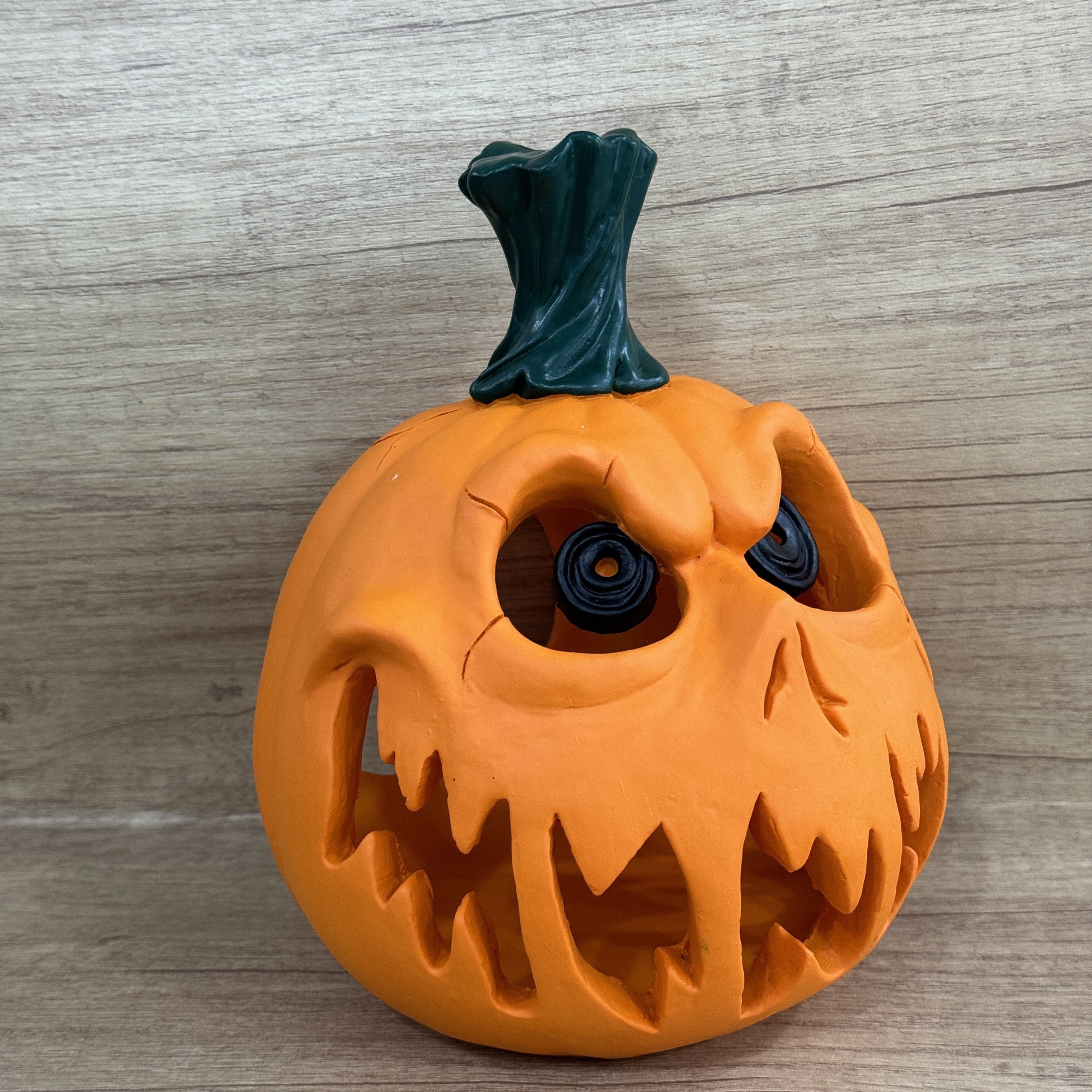 Giant Hollow Halloween Pumpkin Decoration with Carved Skull Design