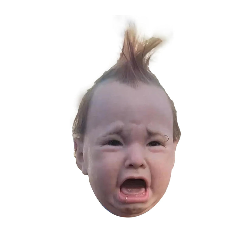 Realistic Crying Baby Halloween Mask in Lightweight Natural Latex