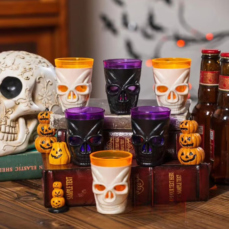 LED Skull Wine Glasses for Halloween Party – Glowing Spooky Drinkware Set