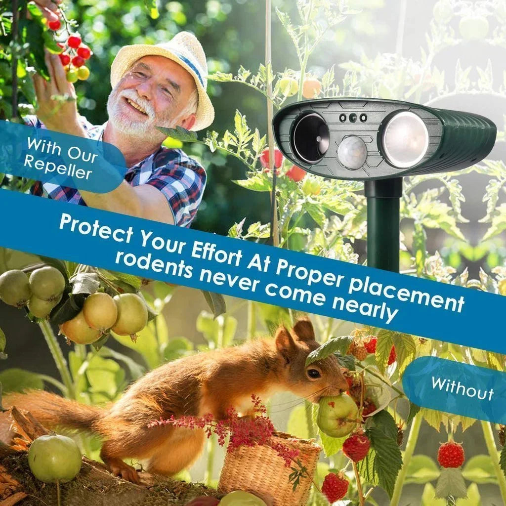 Solar Ultrasonic Repellent for Chipmunks - Eliminate in 48 Hours