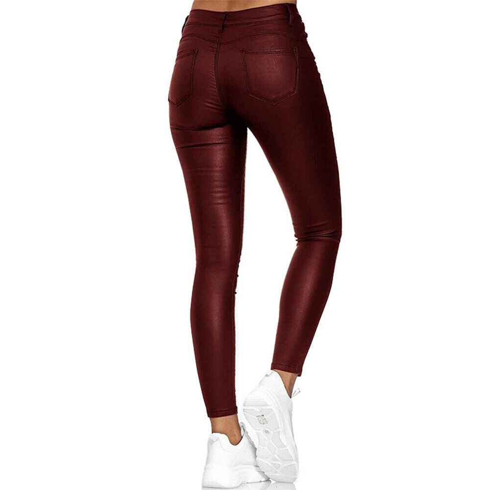 Women’s Skinny Jeggings | Slim Fit PU Leather-Look | Machine Washable | Comfortable Everyday Wear